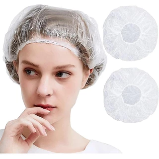 หมวกใส่อาบน้ำ Poly Ethylene PE คุณภาพดีหมวกพลาสติกใสตัวหนอน เเพ็ค 50/100 ชิ้น Disposable Shower Cap