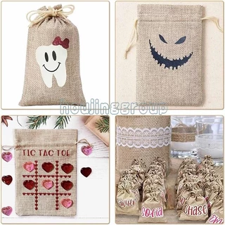 10 ชิ้น Burlap ถุงของขวัญ Drawstring Jute กระเป๋าผ้าลินินกระสอบเก็บกระเป๋า Burlap กระเป๋าสําหรับงานแต่งงานโปรดปรานเครื่องประดับ Pouches