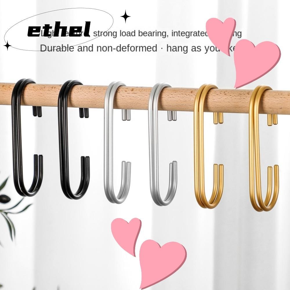Ethel1 ไม้แขวนเสื้อ, ตะขอสแตนเลสแขวนตะขอรูปตัว C, ทอง/เงิน/สีดําคู่ C-hook มัลติฟังก์ชั่ C รูปตะขอแห้งบ้าน