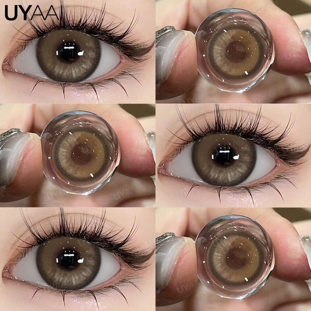 [จัดส่ง 1-2 วัน]💖UYAAI 1 คู่ 【ค่าสายตา ปกติ(0.00)~-6.00】สีคอนแทคเลนส์ mini brown 14.0 มม. ดวงตา