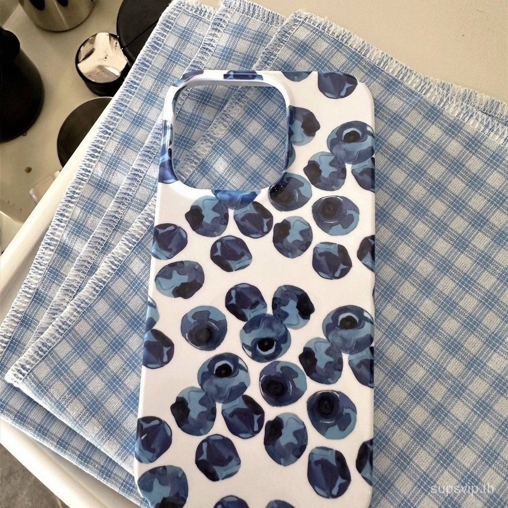 Art Creative ภาพวาดสีน้ํามัน Retro บลูเบอร์รี่ iPhone เคสโทรศัพท์เหมาะสําหรับ iPhone 13 14 Pro Max 15 Plus ป้องกันฝุ่น XR 8 Plus XR เคสซิลิโคน 7 Plus XS Max เคสแข็ง 12 Pro Max 11 Anti-drop กันกระแทก