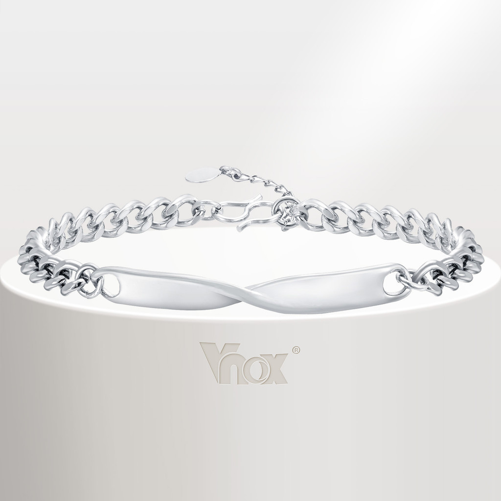 Vnox Cuban Chain Mobius สร ้ อยข ้ อมือผู ้ ชายสําหรับ Men,Silver สแตนเลส Hypoallergenic Chain Link เครื ่ องประดับของขว