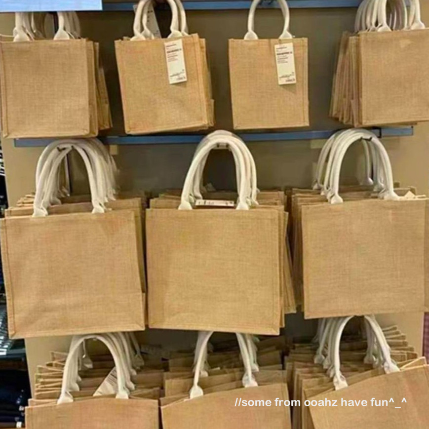 💖ในไทย💖กระเป๋าสาน Jute สไตล์ กันน้ำ DIY bag กระเป๋าถือ