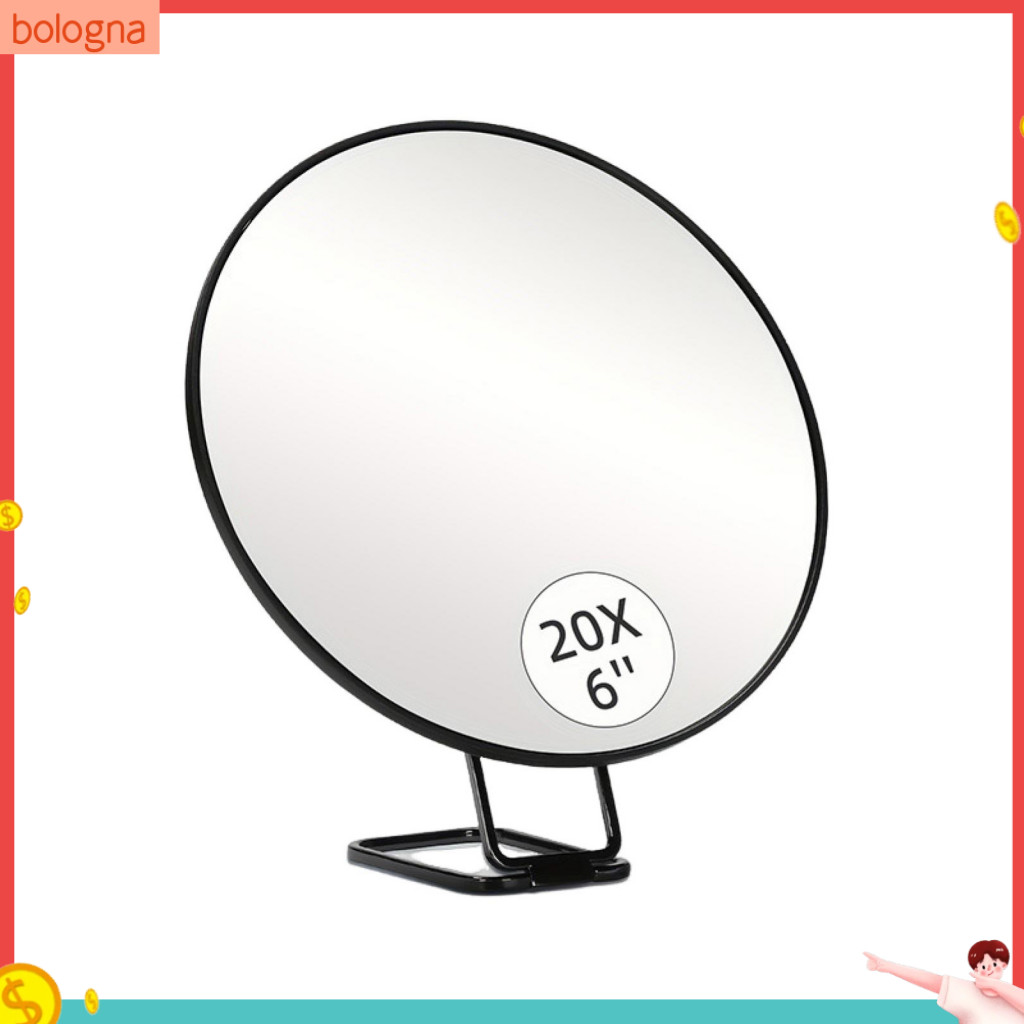{bologna} กระจกขยายขนาดกะทัดรัดกระจกตั้งโต๊ะแบบพกพา 10x/20x/30x แว่นขยายสําหรับแต่งหน้าเครื่องมือความงามในอุดมคติสําหรับบ้านและการเดินทาง
