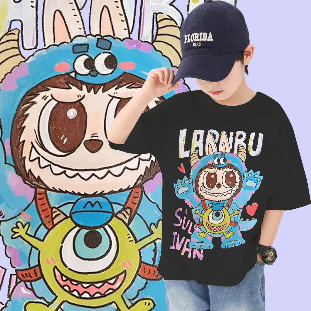 2024 Labubu Pop Mart T เสื ้ อเด ็ กแขนสั ้ นน ่ ารักและสะดวกสบายพอดีหลายสี Labu Boo