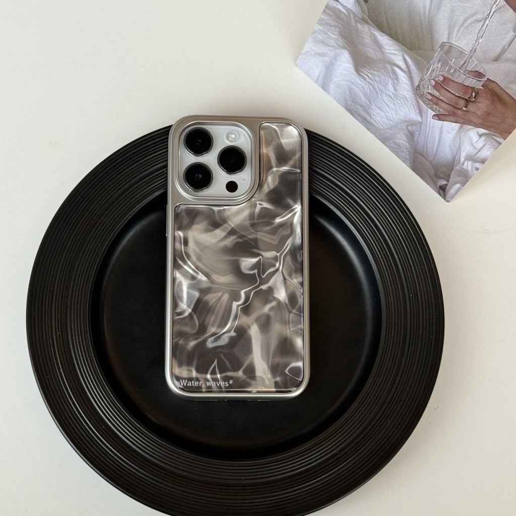 หรูหรา Electroplated bezel ระลอกน้ําเคสโทรศัพท์สําหรับ iPhone15 14 13 13 12 Pro Max ปลอก anti-shock กล้องป้องกัน Double frosted hard ฝาหลัง iPhone - รูปที่ 6