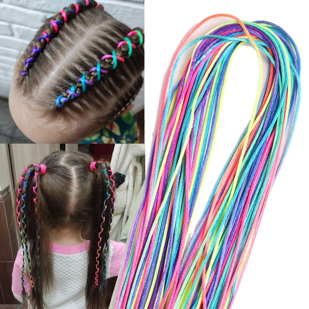32 ชิ้น เชือกผูกผมสีสัน สําหรับถักเปีย Rainbow Braiding ยาว 90 ซม. อุปกรณ์เสริมจัดแต่งทรงหญิง