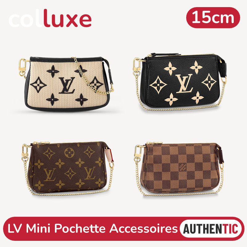 ใหม ่ กระเป ๋ า LV Louis Vuitton Mini Pochette Accessory Chain Coin Wallet EOCA