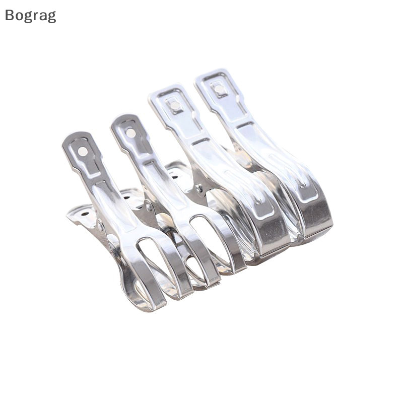 [Bogr] 5/6/10/20pcs คลิปสแตนเลสหนีบผ้า Big Beach เก้าอี้ผ้าเช็ดตัวคลิป Clamp สําหรับผ้านวม Windproof Clipping Clamps COD