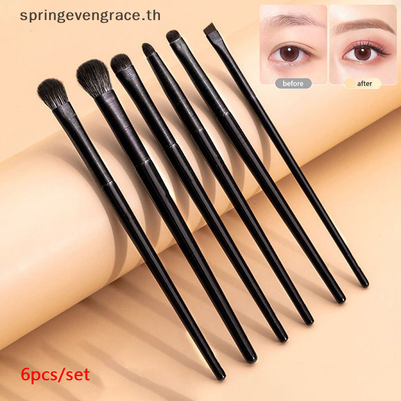 Springevengrace 6PCS แปรงแต่งหน้าตาชุด Soft Contouring อายแชโดว์อายไลเนอร์คิ้วแปรงผู้หญิงความงามบนใบหน้าเครื่องมือเครื่องสําอางใหม่