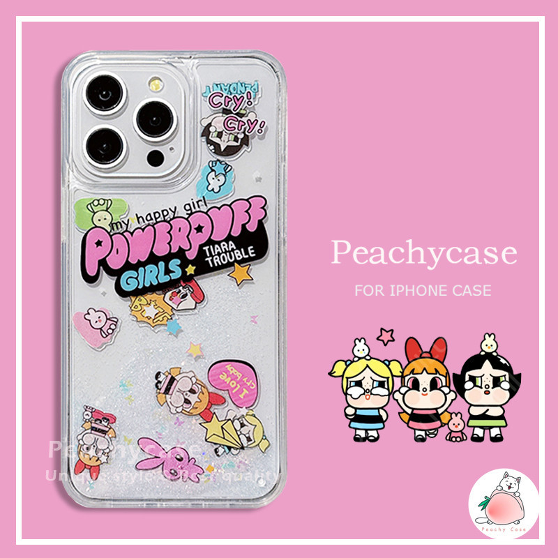 น ่ ารักกระต ่ าย Cry Baby Power Girls สไลด์ทรายเร็ว เคสโทรศัพท ์ สําหรับ iPhone 15 14 Plus 13 12 Pro Max 11 11promax อะคริลิคใสฝาหลังกันกระแทกปลอก