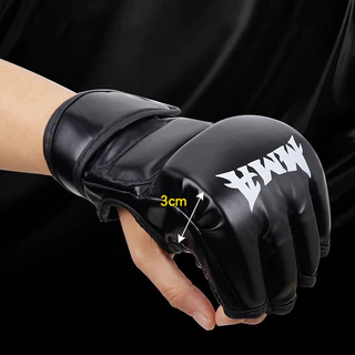 COD👊นวมชกมวย MMA นวมครึ่งนิ้ว ฟองน้ำหนา 3 ซม. ถุงมือต่อสู้ ฝึกซ้อมมวย อุปกรณ์ชกมวย (1 คู่)