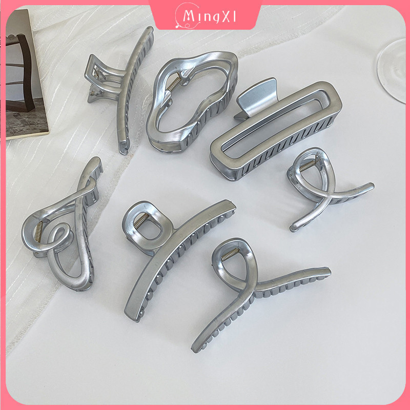 อะคริลิค Matte Silver สีเทาผมคลิปหัวใจประเภทคว ้ าคลิปผู ้ หญิงสไตล ์ เกาหลี Ins High-end แฟชั ่ น Shark คลิปอุปกรณ ์ เสริมผม