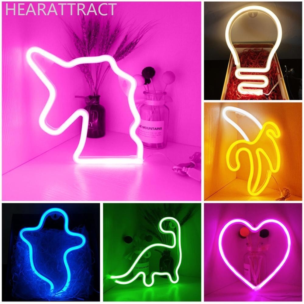 Hearattract นีออน LED Light Sign Lightning Moon Neon Light Ghost ไดโนเสาร์ Spaceman Neon ป้ายสําหรับห้อง Home Decor Party คริสต์มาส F9J8