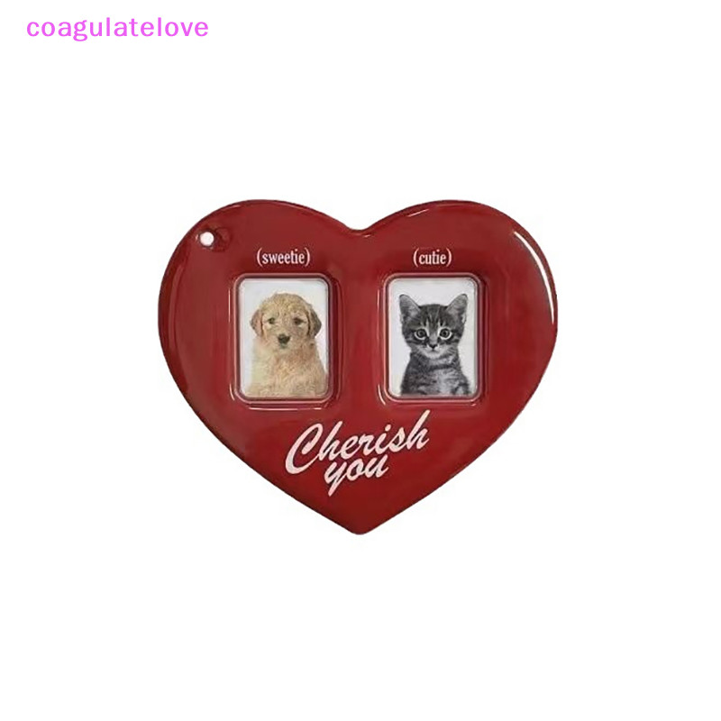 Coagulatelove Idol Photo ป้องกัน Photo Card Holder แขนแสดง 3 นิ้ว Love Heart Shape ID Photo การ์ดแขนพวงกุญแจแขวนโซ่ [HOT]