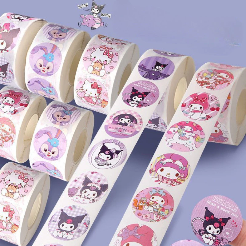 500ชิ้น น่ารัก สติกเกอร์ม้วนสุนัขน่ารักการ์ตูนฉลากปิดผนึกสติกเกอร์ตกแต่งรางวัล ง เอแคลส์ เด็ก ของขวัญ