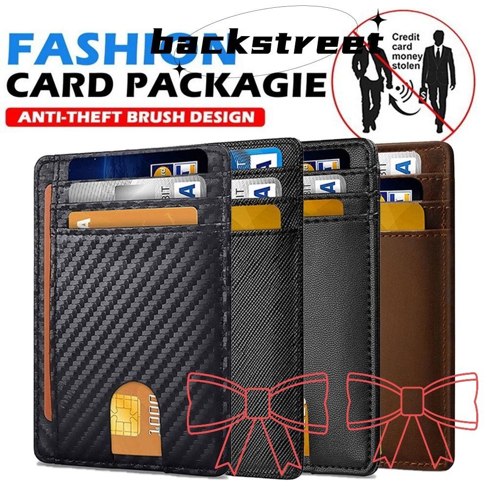 Backstreet Mens Slim Wallet Minimalist ID Credit Card Holder Front Pocket Anti-scan