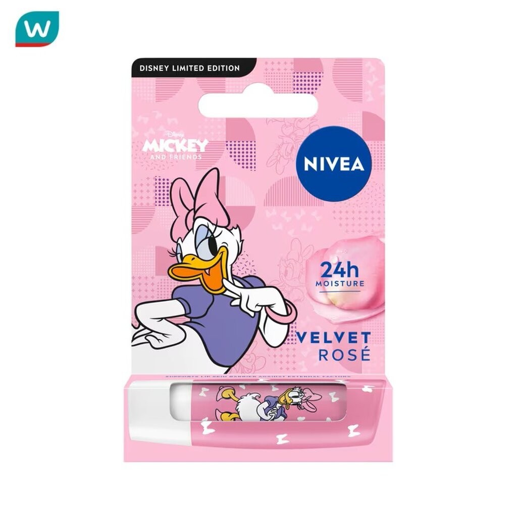 Nivea นีเวีย ลิป บาล์ม เวลเว็ท โรส แคร์ริ่ง 4.8 กรัม