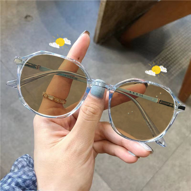 แว่นกรองแสง เปลี่ยนสี สายตาสั้น กรองแสงคอมมือถือ เปลี่ยนสี UV400(สายตา-50ถึง-400) BS-306