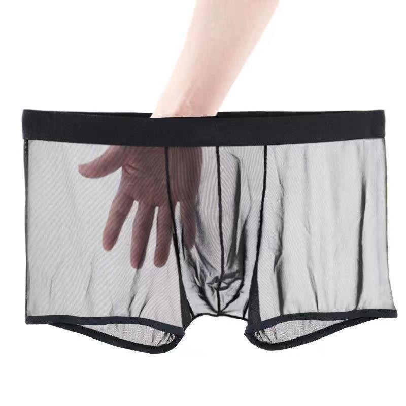 男士内裤男平角裤冰丝性感超薄透明内裤男全透气网纱青年潮Men's underwear, men's boxers, ice silk sexy, ultra-thin and transparent2