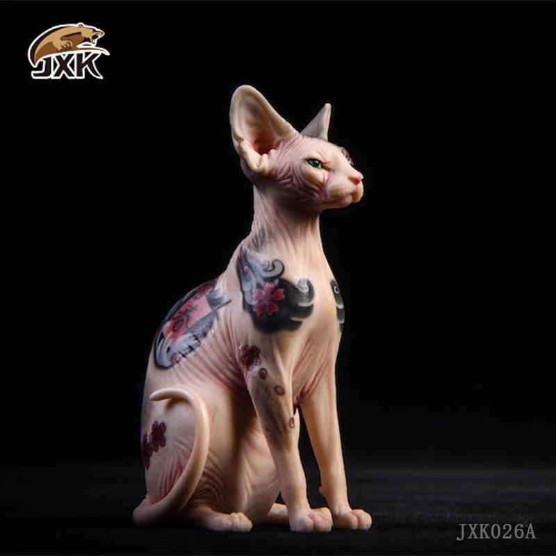Jxk สไตล์ใหม่ที่นั่งรุ่น Sphinx Hairless Cat จําลองสัตว์รุ่น Static รถบ้านตกแต่งเล่น