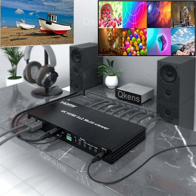 4K HDMI Multi Viewer 8x2 HDMI Multiviewer พร้อม PIP Dual Display Seamless Switcher พร้อม Optical 3.5