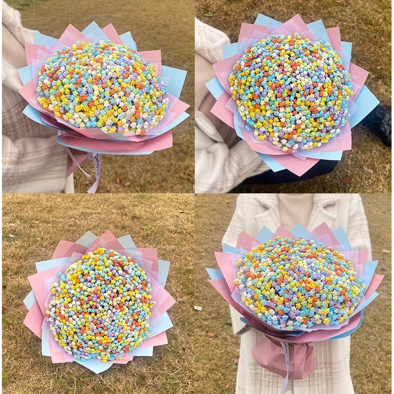540 ชิ้น Lucky Stars กระดาษพับกระดาษดาวดอกไม้ Origami Star Strips Handmade ของขวัญวันเกิดวันเด็กปัจจุบัน