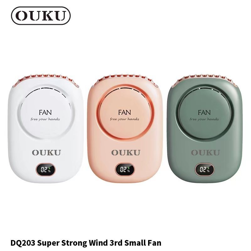 แท้100% ส่งไว รับประกัน1ปีเต็ม! OUKU  DQ203 พัดลมคล้องคอ Mini Fan พกพา มีพร้อมจอLED พัดลมมินิ  ปรับไ