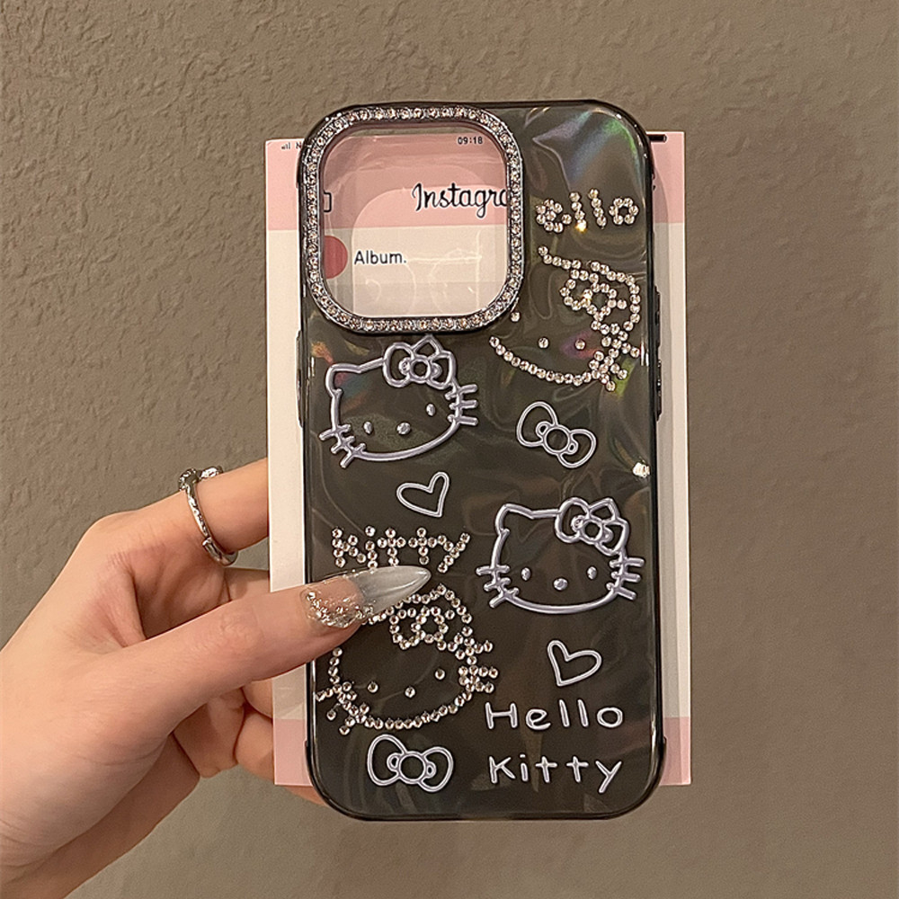 น่ารักการ์ตูนเพชร Kitty IPhone กรณี Full Body กันกระแทก Hard Case IPhone 11 Thicken เพชรกล้องป้องกันกรณีสําหรับ IPhone 15 14 13 12 11 Pro Max