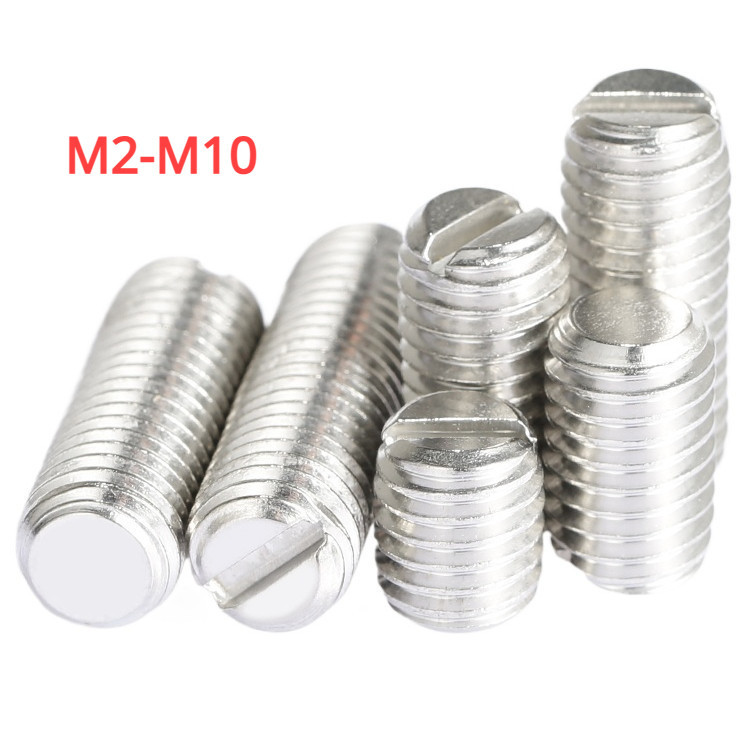 [YHM1] สกรู ตัวหนอน ผ่าหัว ปลายตัด สแตนเลส 304 เกลียวมิล หยาบ / Slotted Set Screw w/ Cup Point SUS304 ﻿ M2M2.5M3M4M5M6M8M10