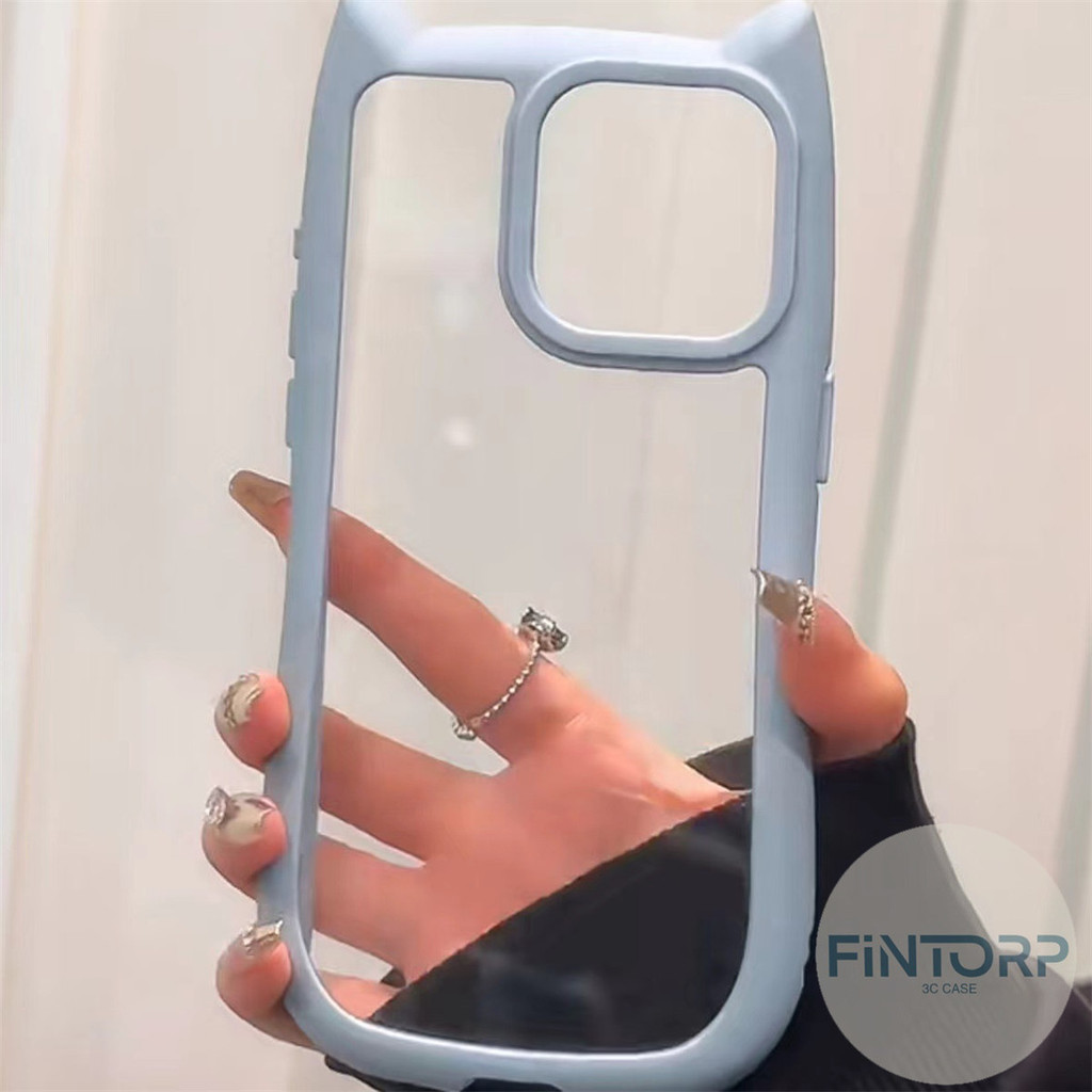 Ins 3D แมวหูสําหรับiPhone 11 XR X XS Max 15 14 13 12 Pro Max อะคริลิคใสเกาหลีป ้ องกันลายนิ มือถือกรณี องกันปกหลัง
