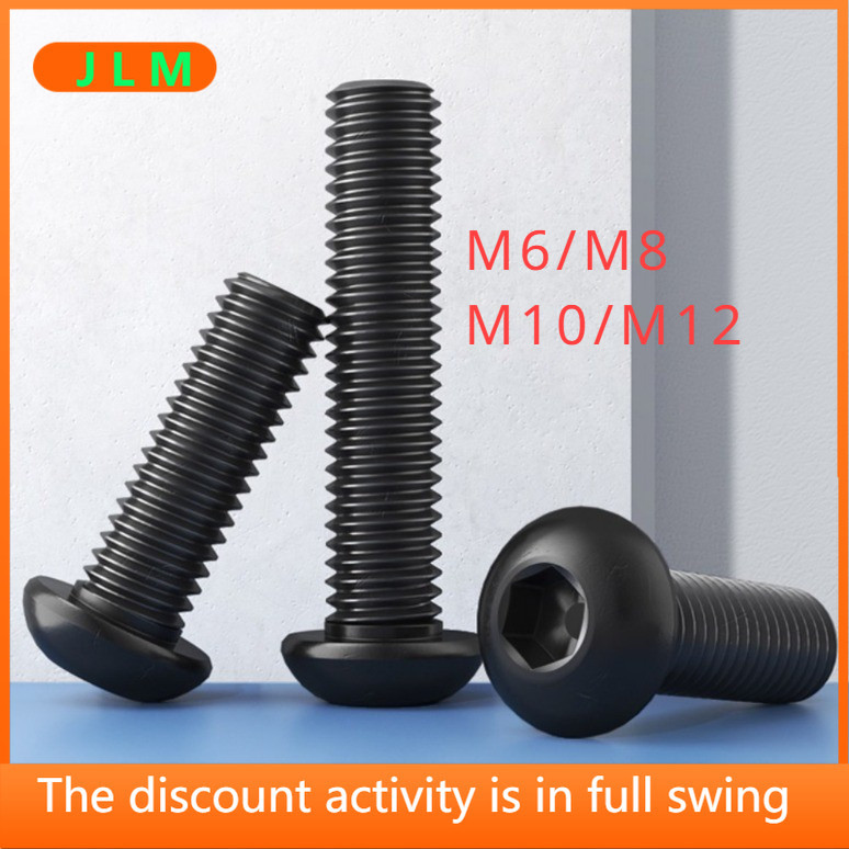 ((JLMC) สีดําเกรด 10.9 High-Strength M6/M8/M10/M12 หัวกลมหกเหลี่ยมซ็อกเก็ตสกรู Bolt Bolt