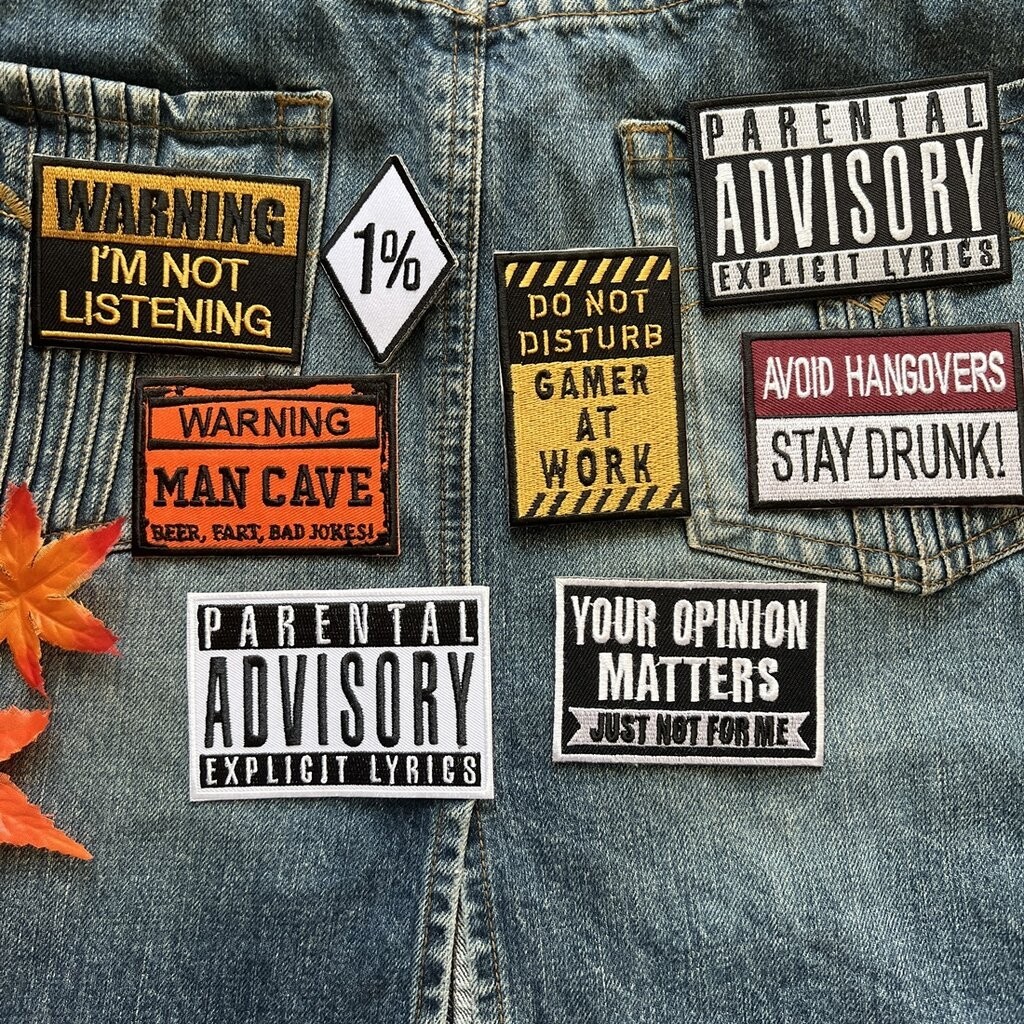 ป้าย Warning กวนๆ ตัวรีดติดเสื้อ อาร์มรีด อาร์มปัก ตกแต่งเสื้อผ้า หมวก กระเป๋า แจ๊คเก็ตยีนส์ Racing Embroidered Iron ...