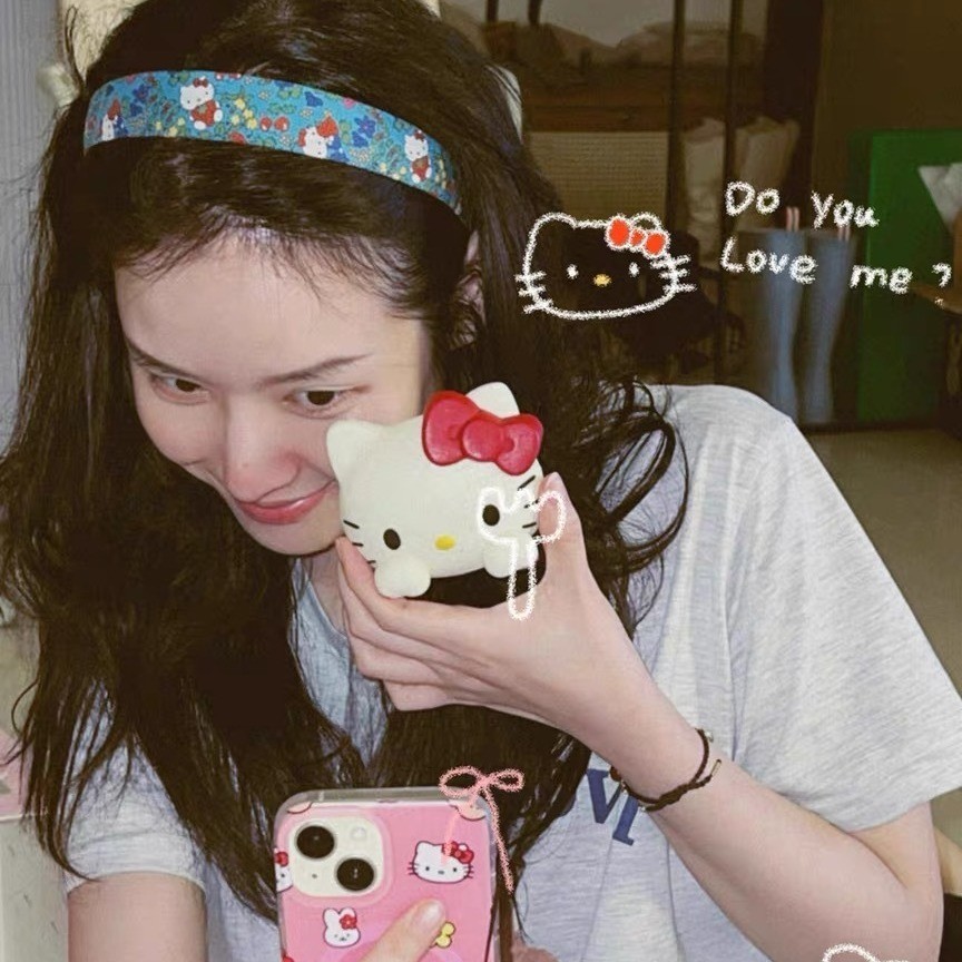 Vintage Blue Floral Kitty Cat Hair Band หวานและน่ารักแหวนผมเครื่องประดับผม