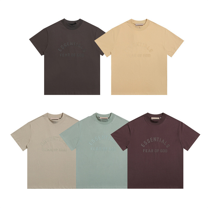 Fog-high Street Double Line ลําลองหลวมกดบอร์ดตัวอักษรเสื้อยืดแขนสั้นลําลอง GH43