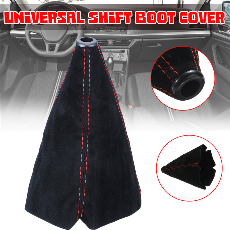 1pc เกียร์รถเกียร์ Shift COLLAR ครอบคลุม Suede PU หนังเกียร์ Stick Shift Shifter Knob Cover Boot Gaiter สีแดง/สีดํา/สีเหลือง/สีฟ้า