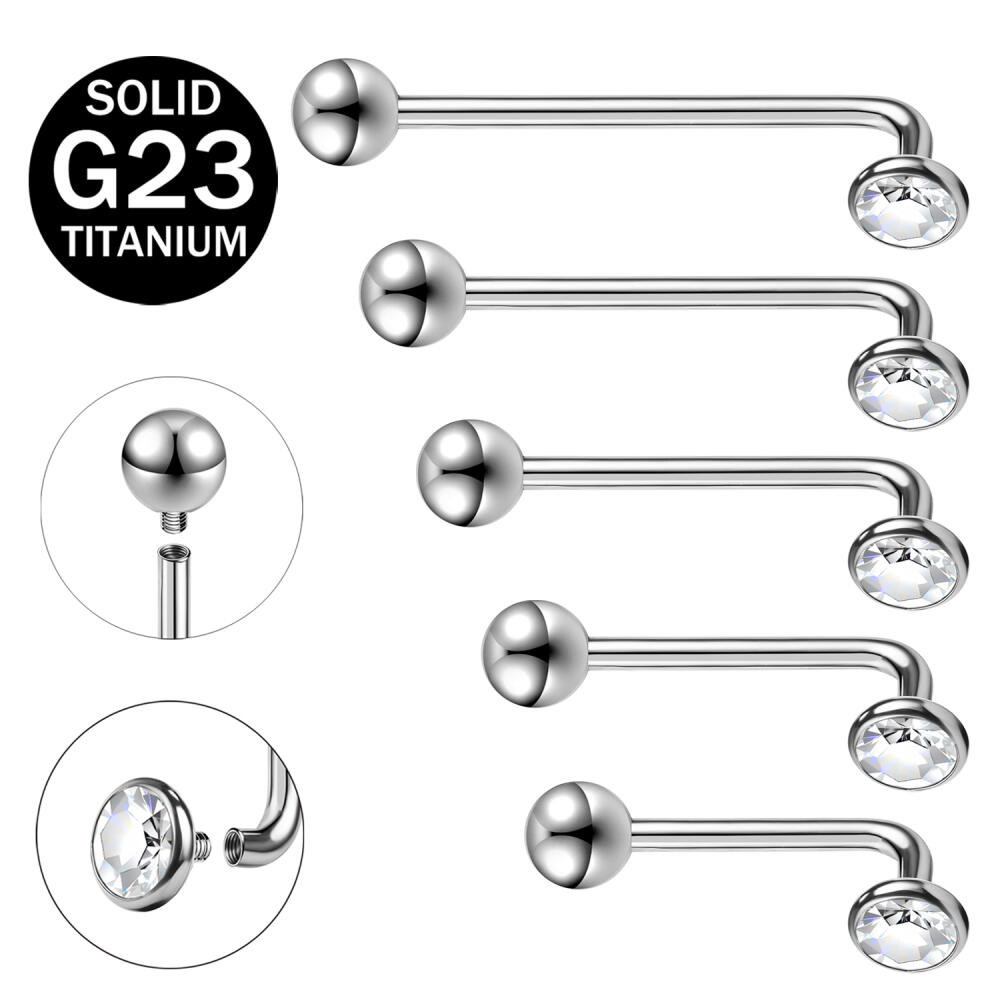 G23 Titanium 1 PC 14G Christina Ring Crystal Body Piercing ภายใน Thread Body Jewelry L Shape Christina Piercing