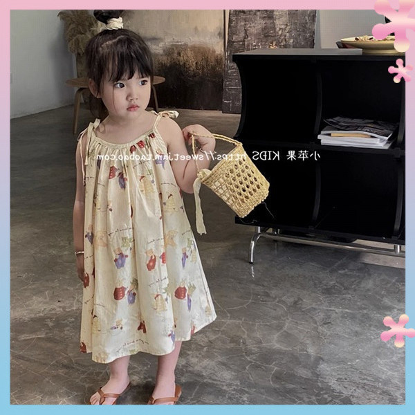 Korean Style Girls' Baby Cute Princess Style Children Cartoon Mori Dress Children Straps Vest Skirt Fashion