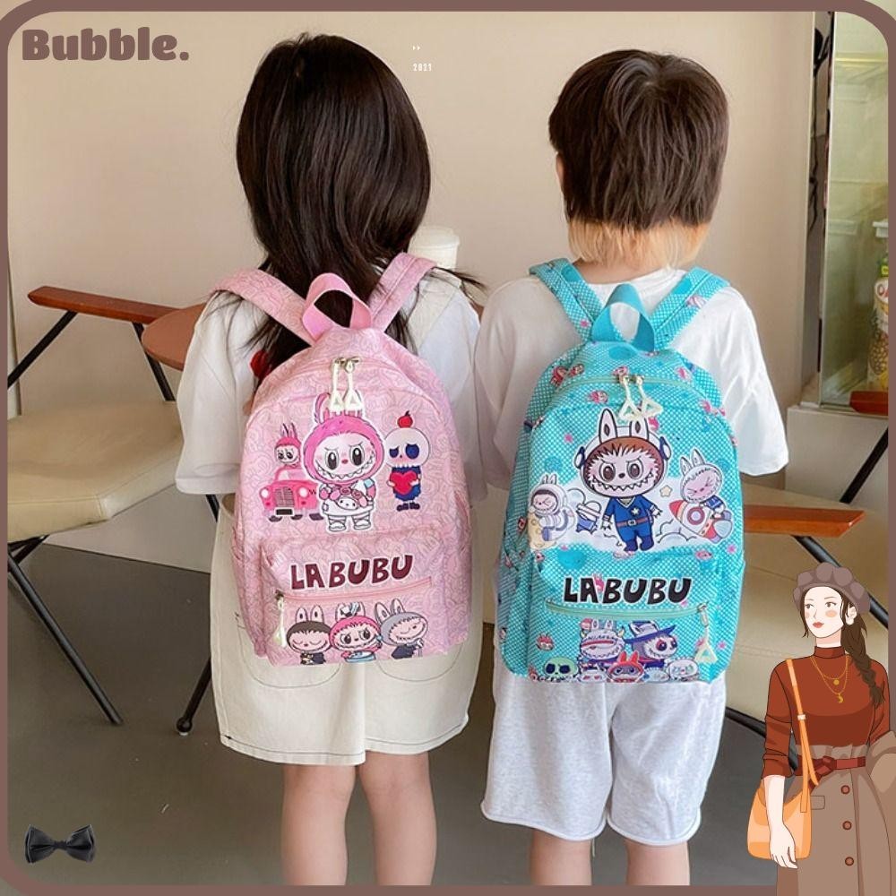 กระเป๋าเป้สะพายหลังเด็ก Labubu นักเรียนประถมกระเป๋านักเรียนการ์ตูนไนลอนกระเป๋านักเรียนความจุขนาดใหญ่โรงเรียนอนุบาล
