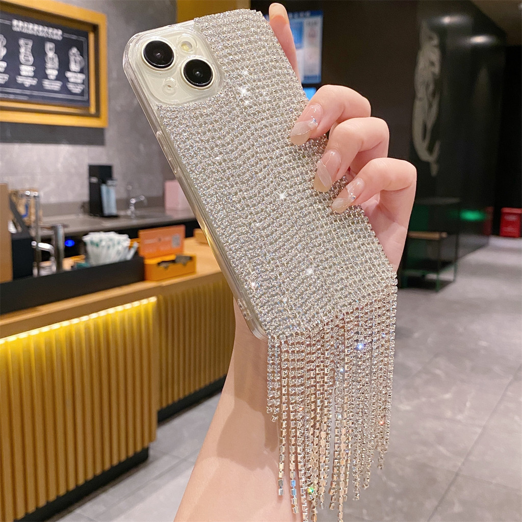 SAMSUNG สําหรับsamsung S24 S23 S22 S21 S20 S10 S9 S8 Plus Ultra FE Rhinestoneกรณี,FringeกระโปรงออกแบบLuxury Sparkly BlingเพชรเงาGlitterชุบคริสตัลเคสโทรศัพท์ผู้หญิงสาว
