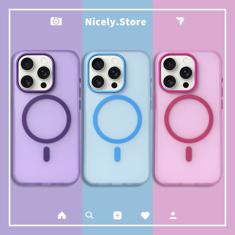 Simple Pure Color Matte Magnetic Wireless Charging เคสโทรศัพท์สําหรับ iPhone 16 15 14 Plus 13 12 Pro Max 11 15Plus 14Plus 15Promax กันกระแทก TPU ปลอกมือถือ