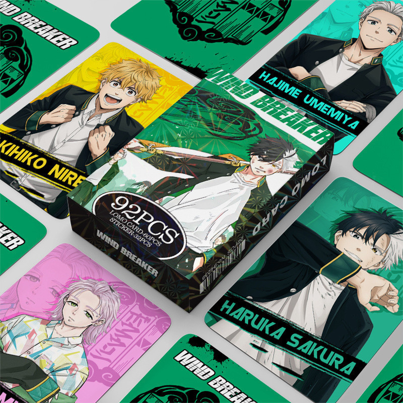92pcs อะนิเมะ Manhwa มังงะ WIND BREAKER Lomo การ์ด Tokyo Ghoul สีดํา Clover การ์ตูนสติกเกอร์ Photoca