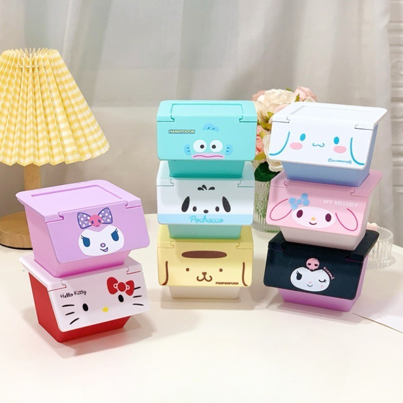 KT Kuromi Stackable Clutter กล่องเก็บเดสก์ท็อปหอพักเครื่องสําอาง Jewellery Organization กล่องเก็บกันน้ํา