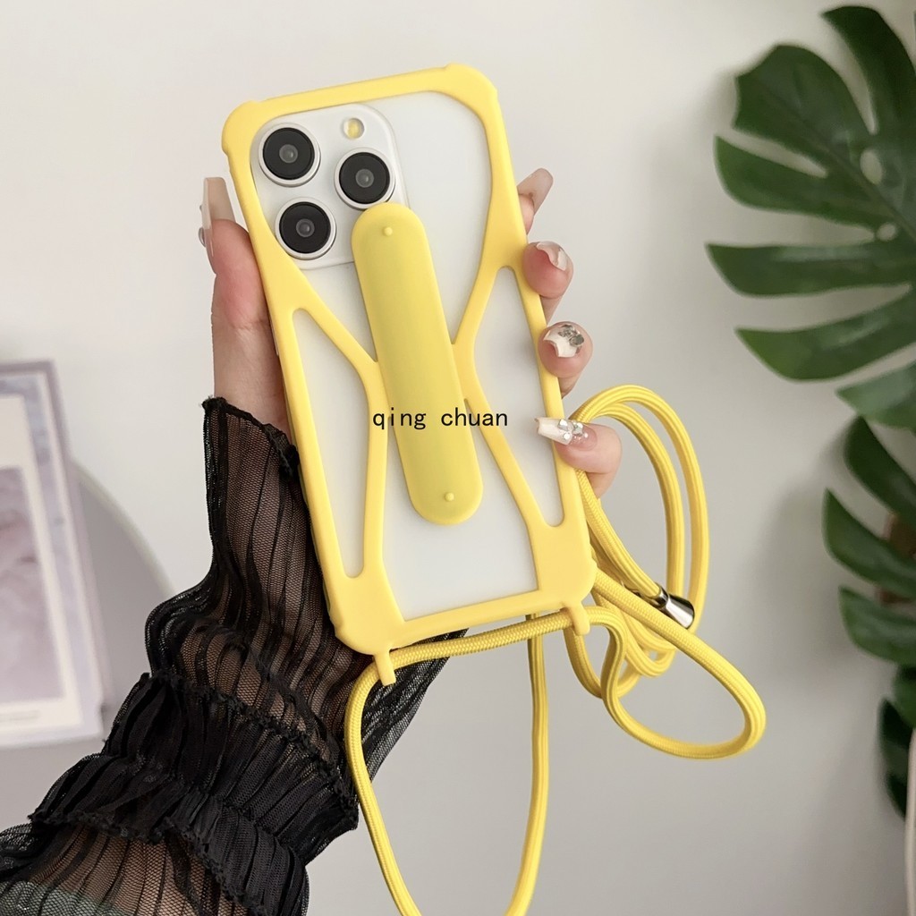 Samsung S6 Edge S7 Edge S8 S9 Plus S10E S10 Lite เคสโทรศัพท์ระบายความร้อน Universal Phone Protective Case Sports Phone Strap