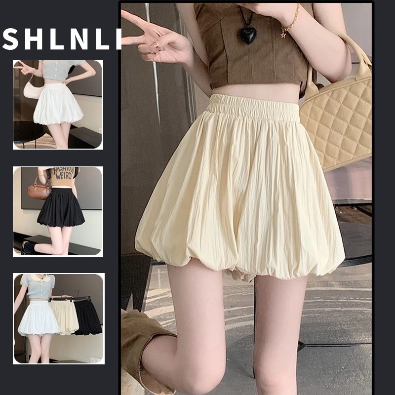 ฤดูร้อนผู้หญิงเอวยางยืดสบายๆหลวมกางเกงฟักทองโคมไฟสั้น