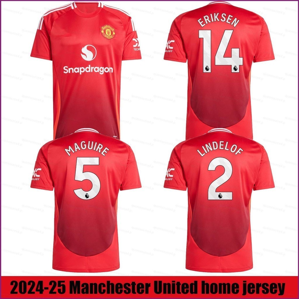 Sq4 24-25 Premier League Manchester United Eriksen Magueire Lindelof home jersey Fan เสื้อยืด