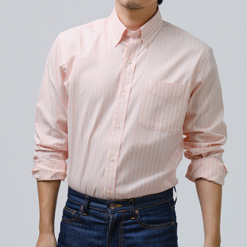 era-won Premium Quality เสื้อเชิ้ต คอปก Dress shirt Regular Shirt แขนยาว สี Hawaii Pink