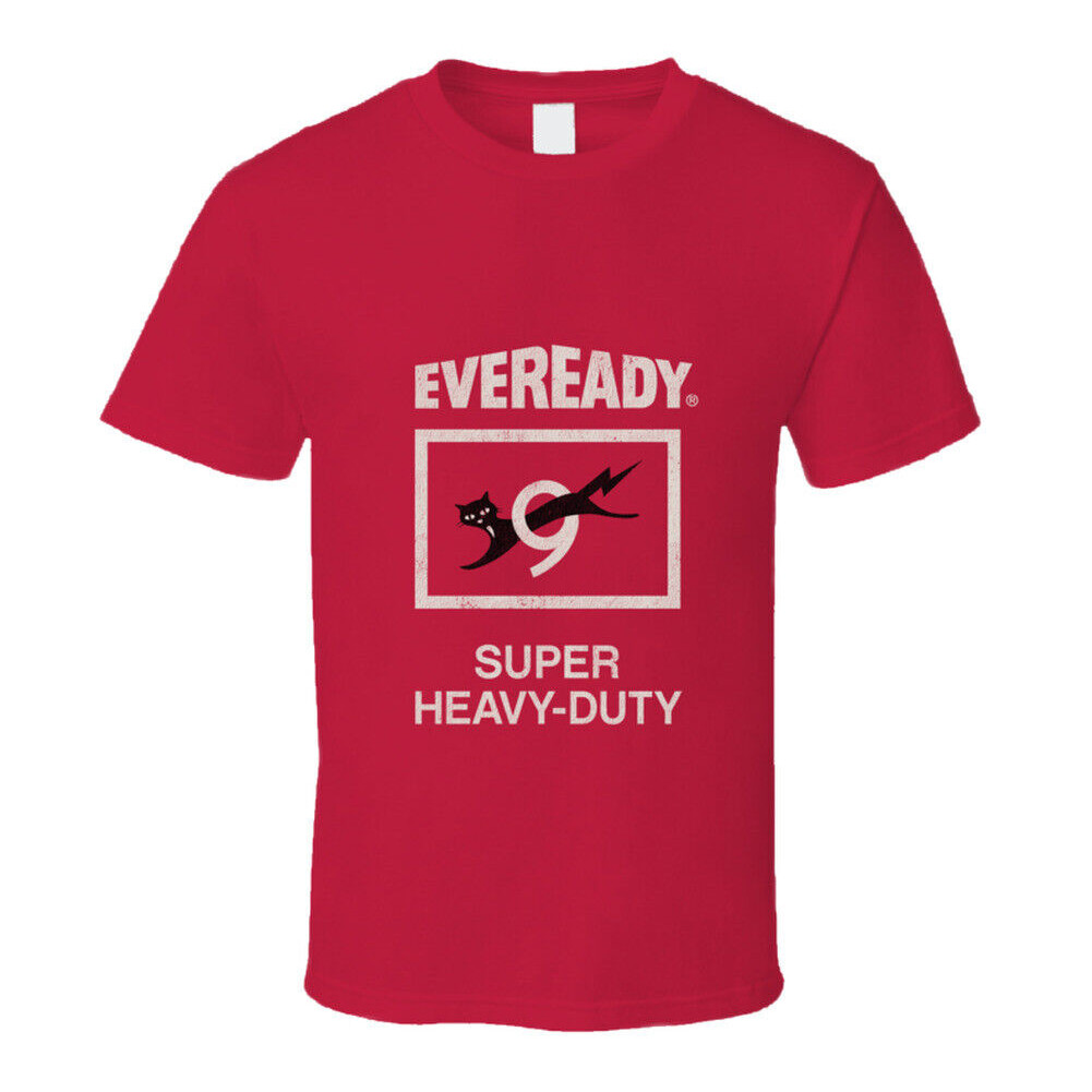 เสื้อยืด Eveready Black Cat 9 Nine Lives โลโก้พลังงานแบตเตอรี่ย้อนยุค