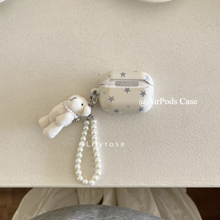 เคสหูฟังรูปดาวห้าแฉก AirPods 4 [2024] AirPods Pro2 Pro 3 2 1 ฝาครอบชุดหูฟังบลูทูธไร้สายของ Apple พร้อมตุ๊กตาหมีป้องกันการล่มสลายสีเหลือง