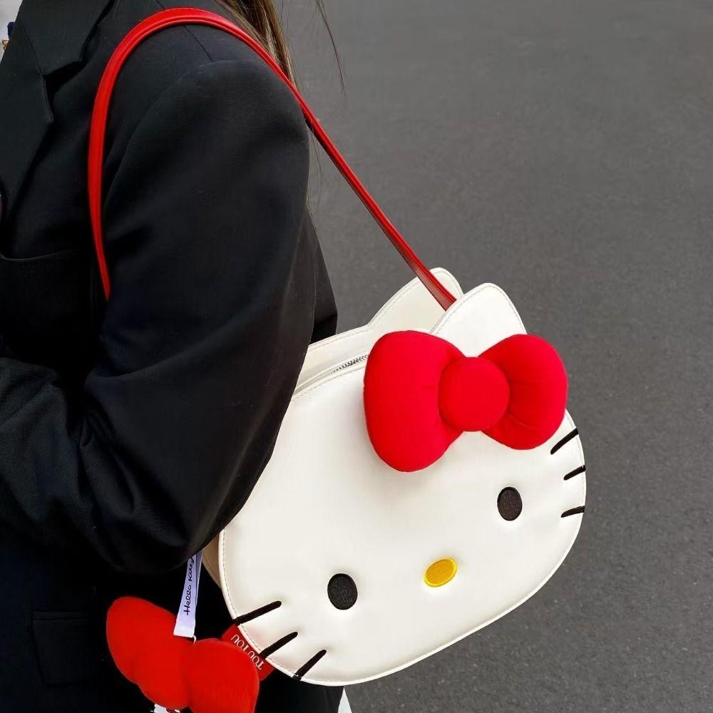 Jarrediw Kitty Crosbody Bag,โบว์การ์ตูนKT Catกระเป๋าสะพาย,แฟชั่นน่ารักอะนิเมะCreative Kitty Catกระเป๋าถือกลางแจ้ง